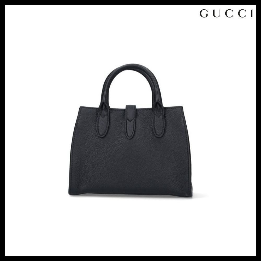 【GUCCI】Buckle-Detail Leather Small Tote Bag