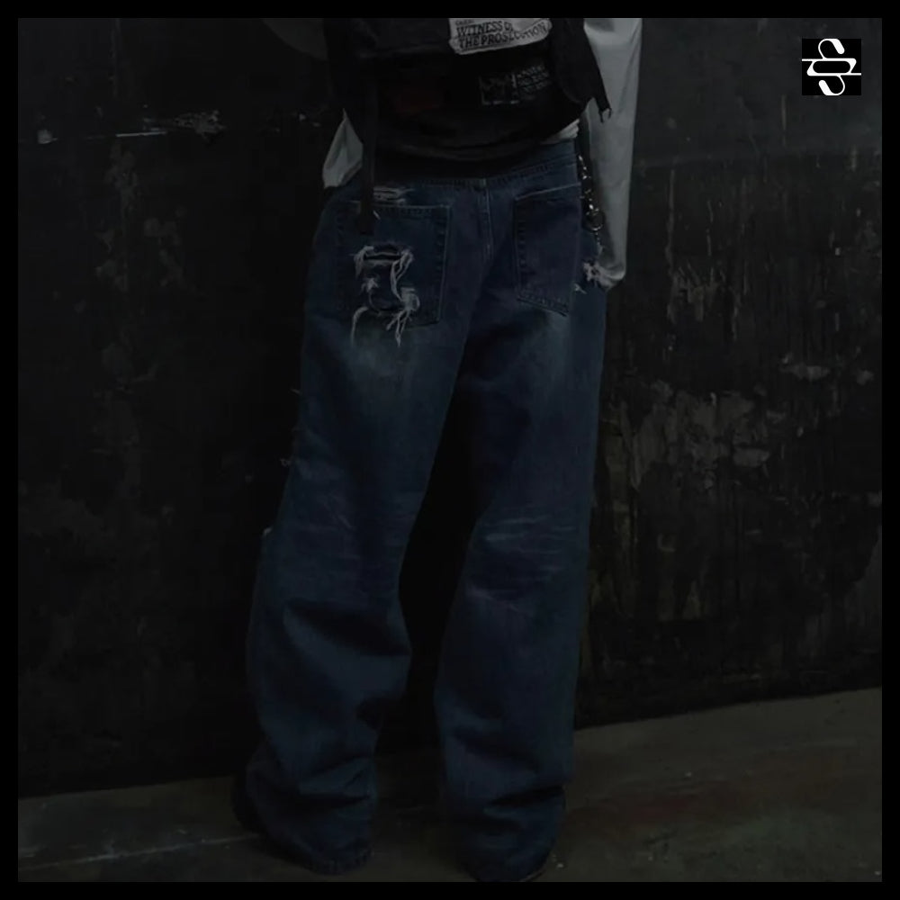 【SUNDAYOFFCLUB】Thrashed Repaired Selvage Denim Washed Blue