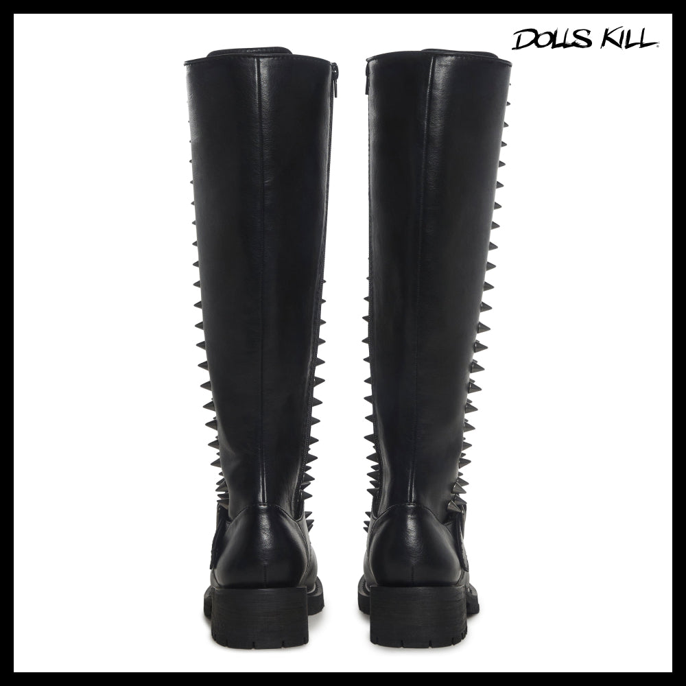 ◆DOLLS KILL◆DARKER WAVS Spiked Knee High Lace Up Boots