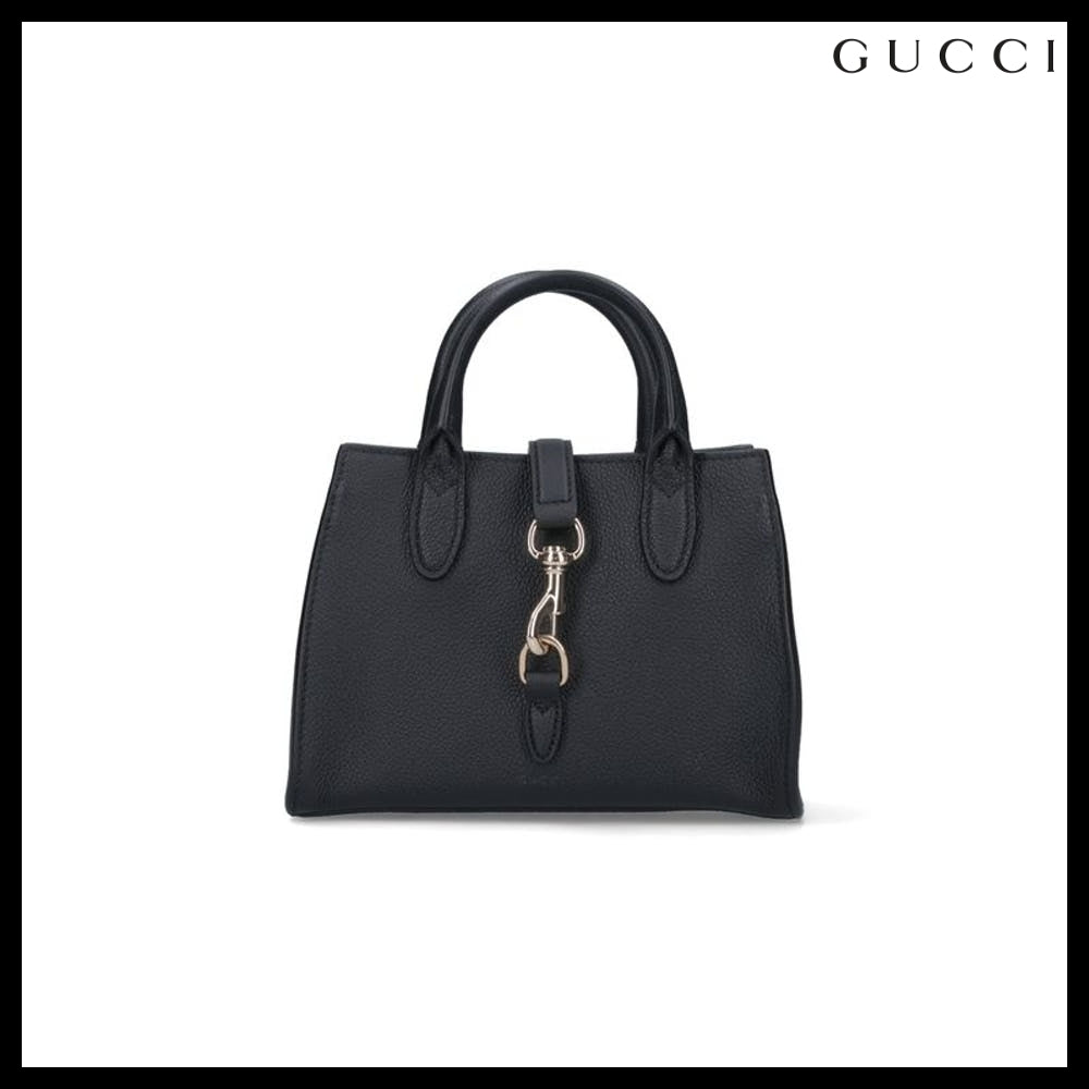 【GUCCI】Buckle-Detail Leather Small Tote Bag