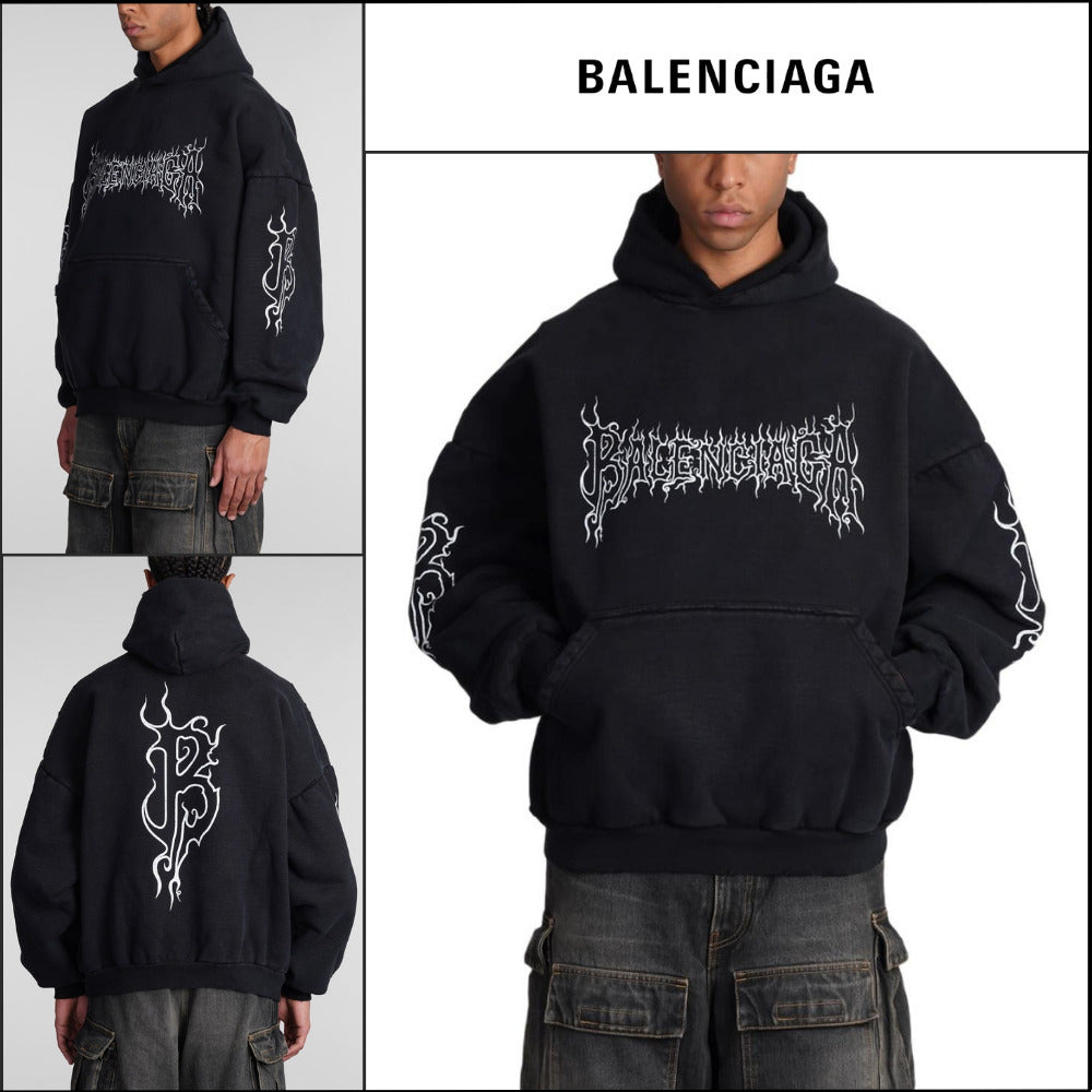 【BALENCIAGA】Darkwave Round Hoodie Oversized Black