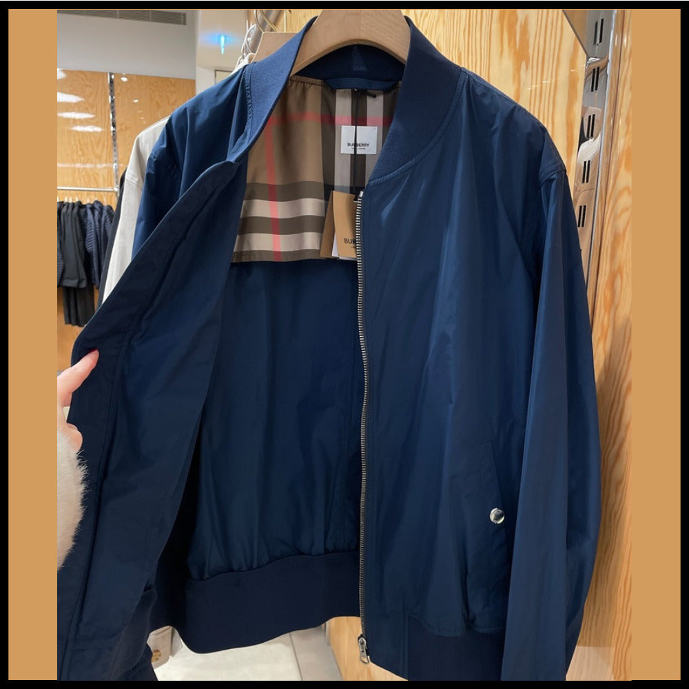 【Burberry】ELLON Bomber Zip Up Jacket Ink Blue