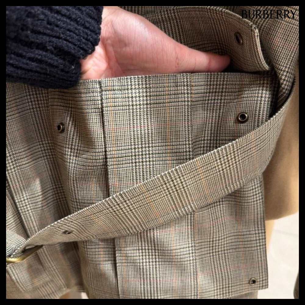 【Burberry】Check Bonded Wool Belted Field Jacket Loch Bliss