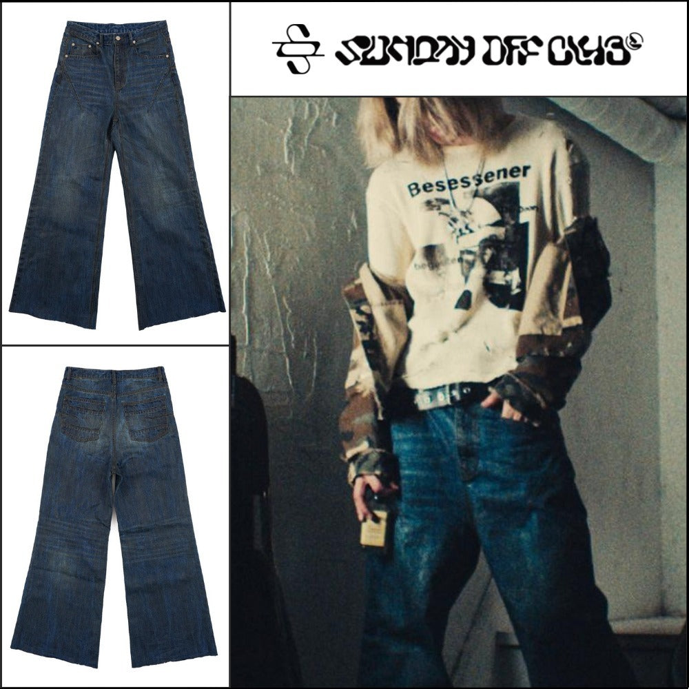 【SUNDAYOFFCLUB】Waxed Wide Leg Denim Luster Blue