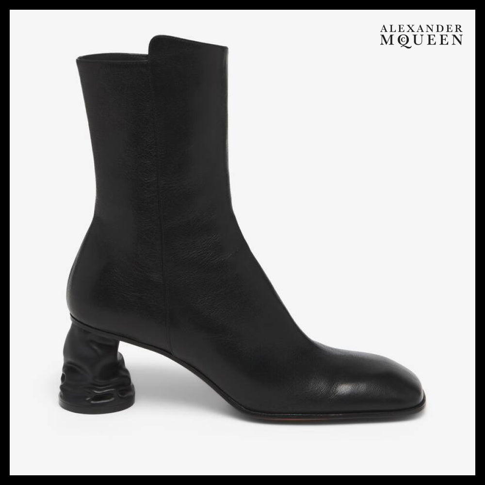 【Alexander Mcqueen】Crush Ankle Boots Black