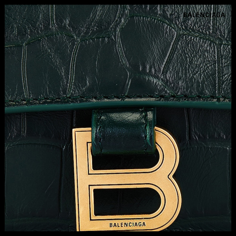 【BALENCIAGA】Crush XS Chain Bag Crocodile Embossed Green