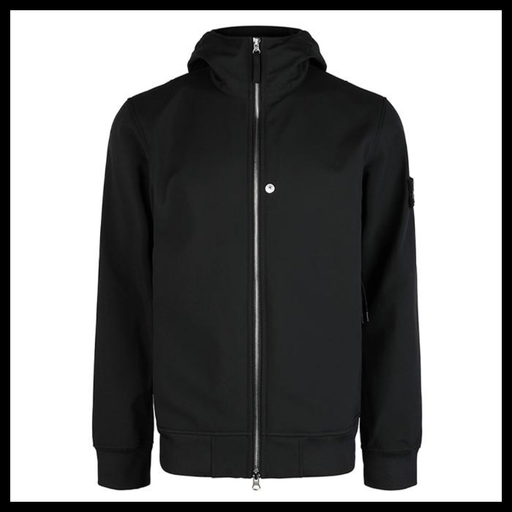 【Stone Island】Soft Shell Hooded Jacket Black