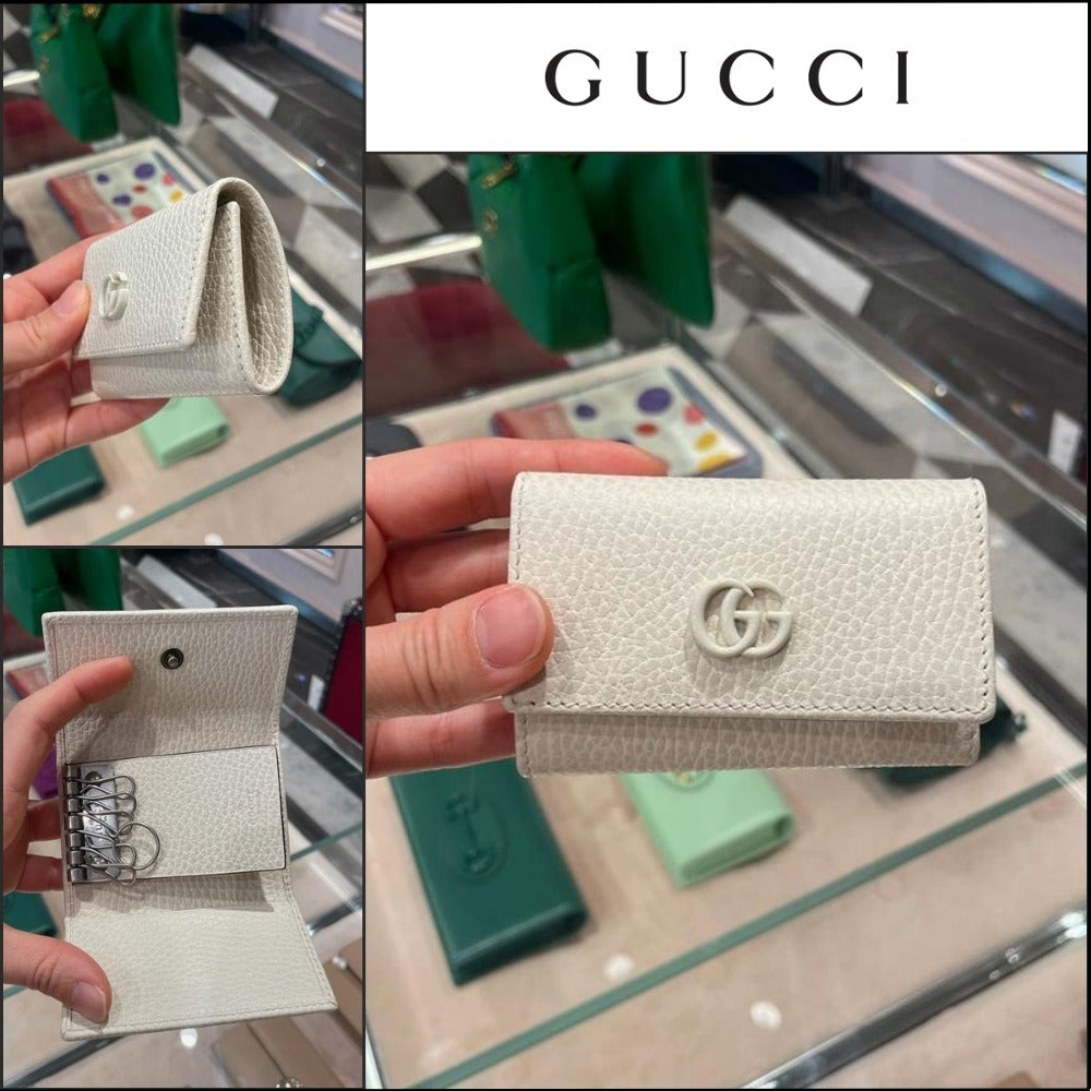 【GUCCI】 プチマーモントドラカーフフラップキーケースホワイト