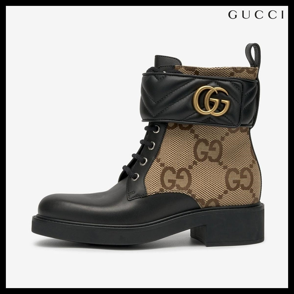 【GUCCI】Double G Combat Boots Black GG Supreme