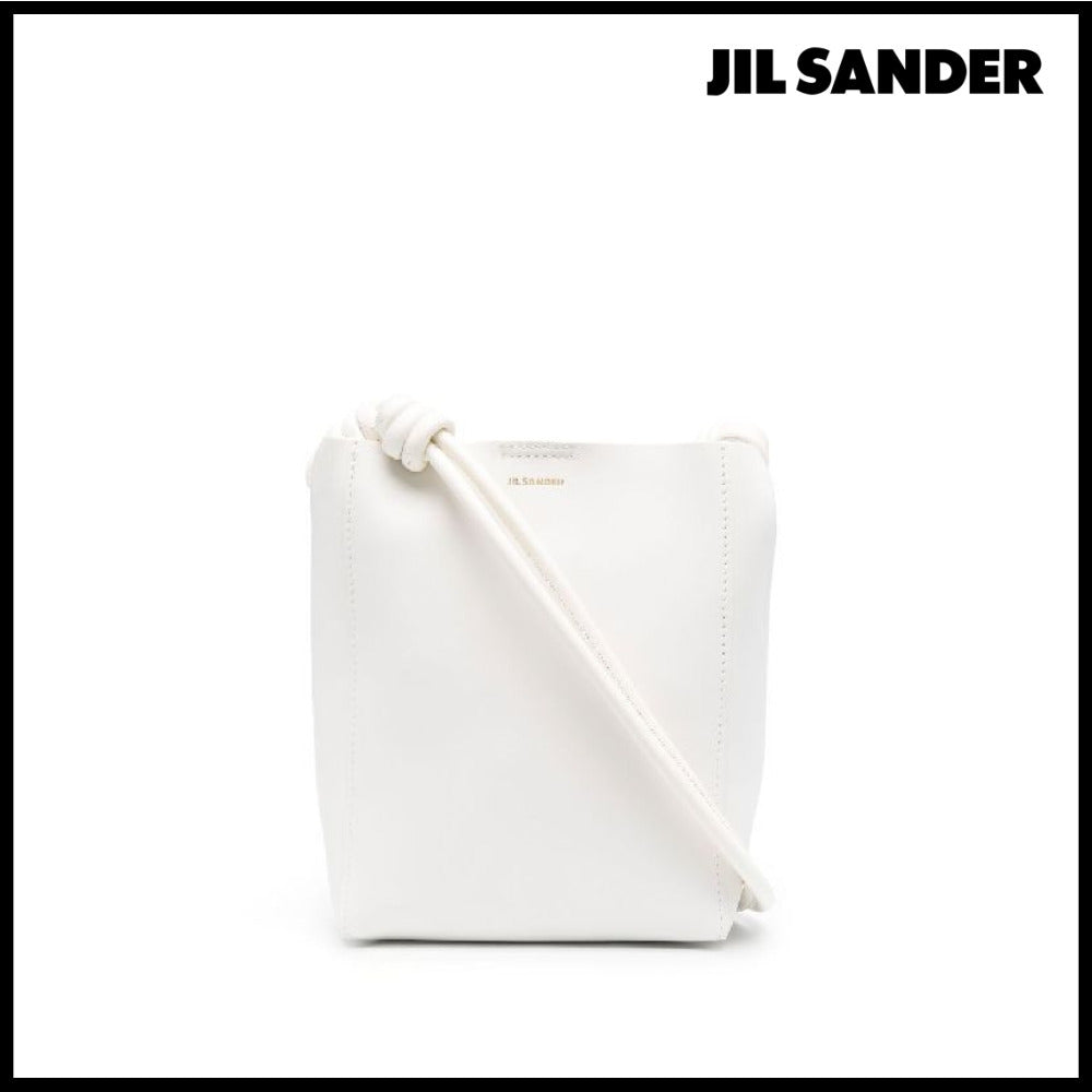 【Jil Sander】Logo Detail Calfskin Crossbody Bag White