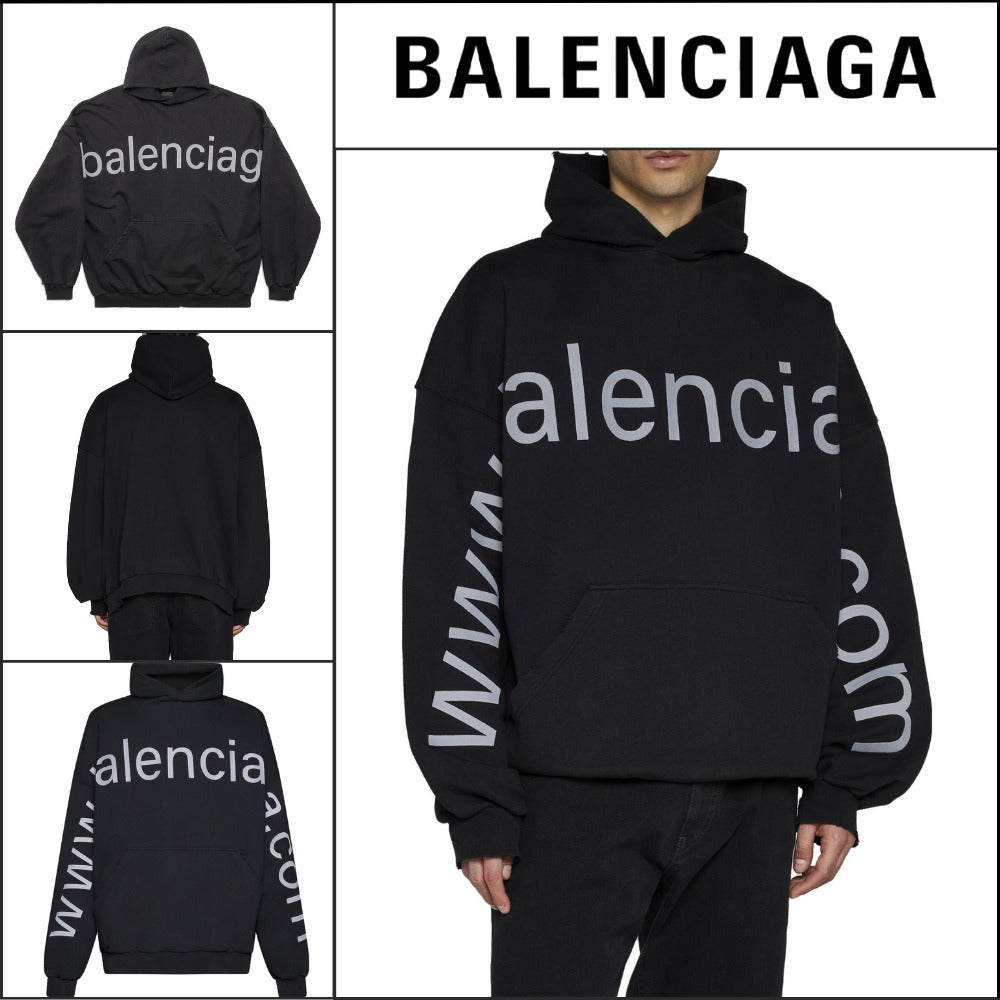 【BALENCIAGA】Bal.Com Popover Hoodie Black