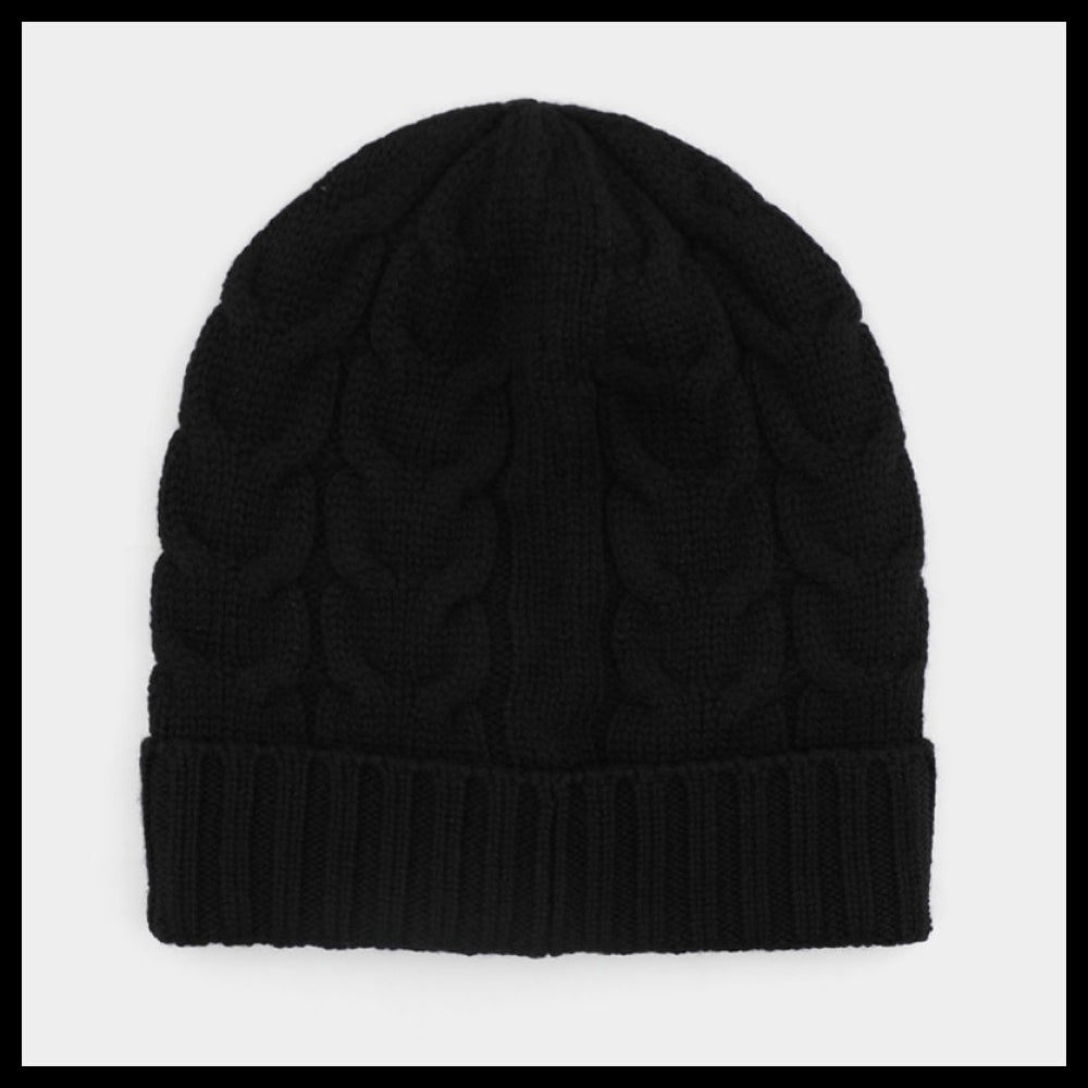 【MONCLER】Patch logo cable knit wool beanie