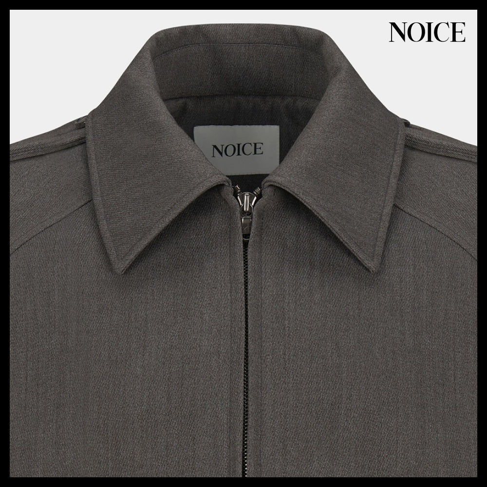【NOICE  】NECK BUCKLE WOOL BLEND BLOUSON GRAY