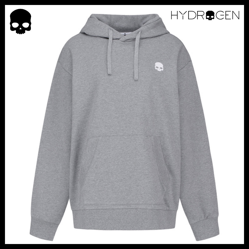 【HYDROGEN】UNI BASIC SKULL LOGO HOODIE MELANGE GREY
