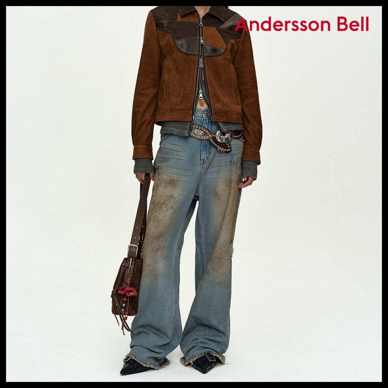 ◆ANDERSSON BELL◆ ワイドデニム Wide Denim Blue ダメージ