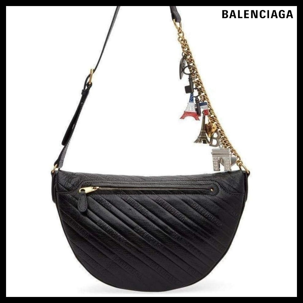 【Balenciaga】Black Leather Souvenir Belt Bag