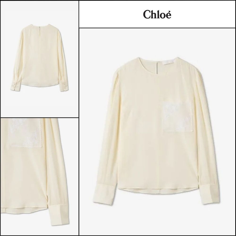 【Chloe】Round Neck Shirt White