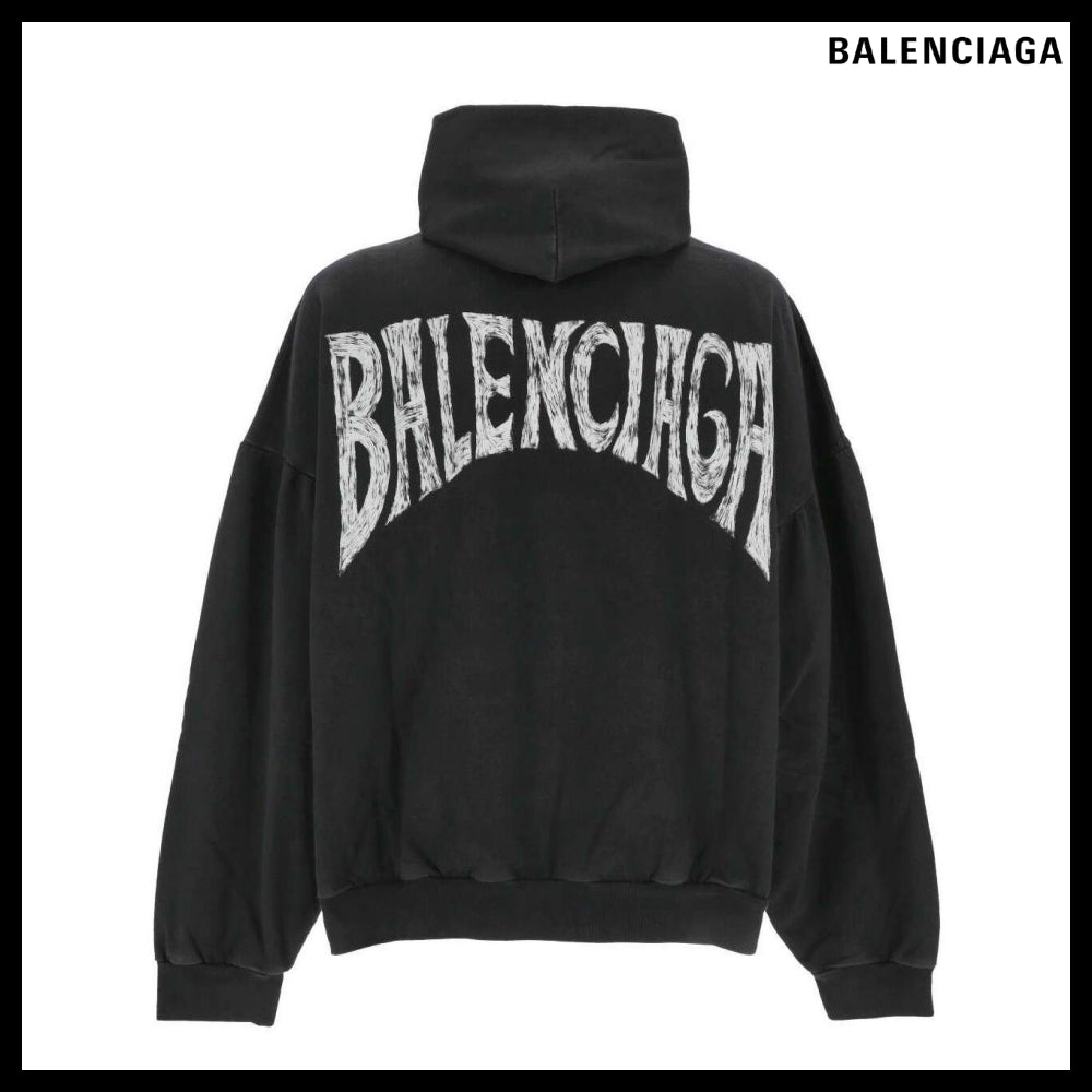 【BALENCIAGA】Paris Tropical Round Hoodie Oversized Black