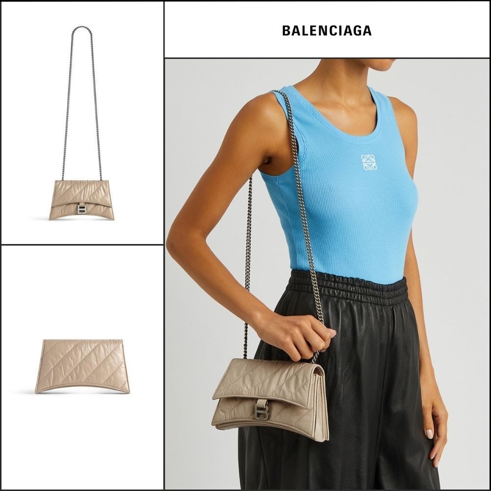 【BALENCIAGA】Crush XS Chain Bag Quilted Brown