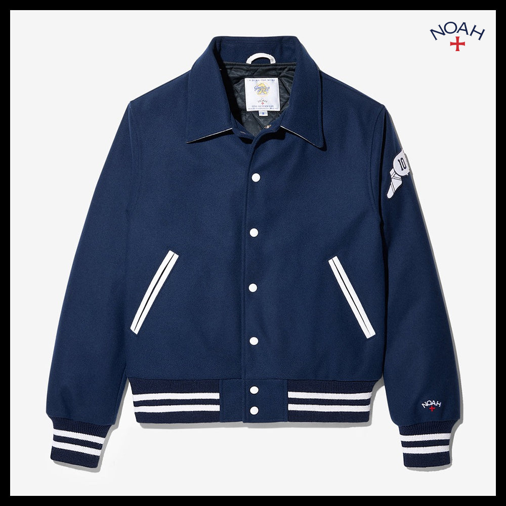 ◆NOAH◆ ウール スタジャン Varsity Jacket White ロゴ