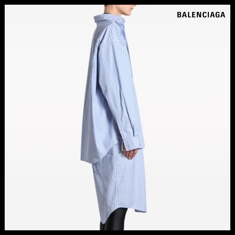 【BALENCIAGA】BB Classic Layered Shirt Dress Blue