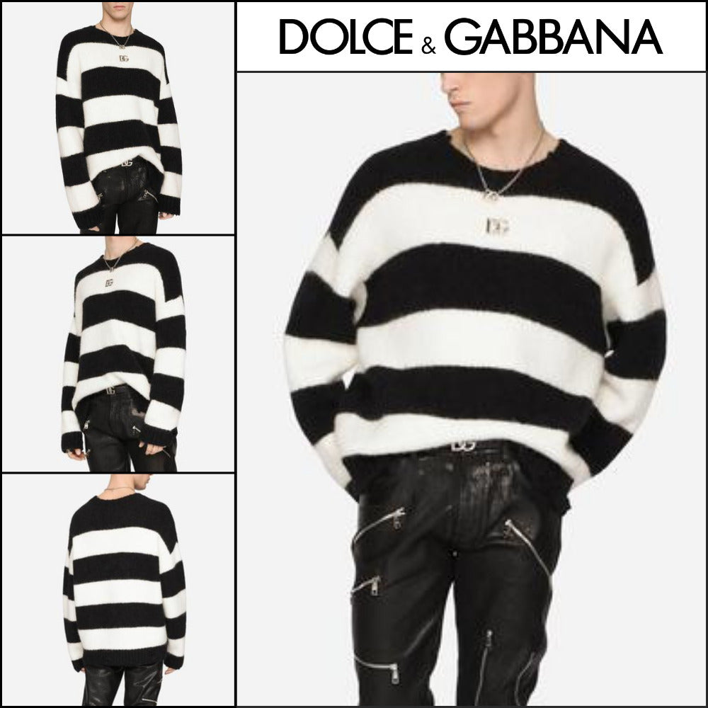 【Dolce & Gabbana】Round-Neck Alpaca Wool Sweater with DG