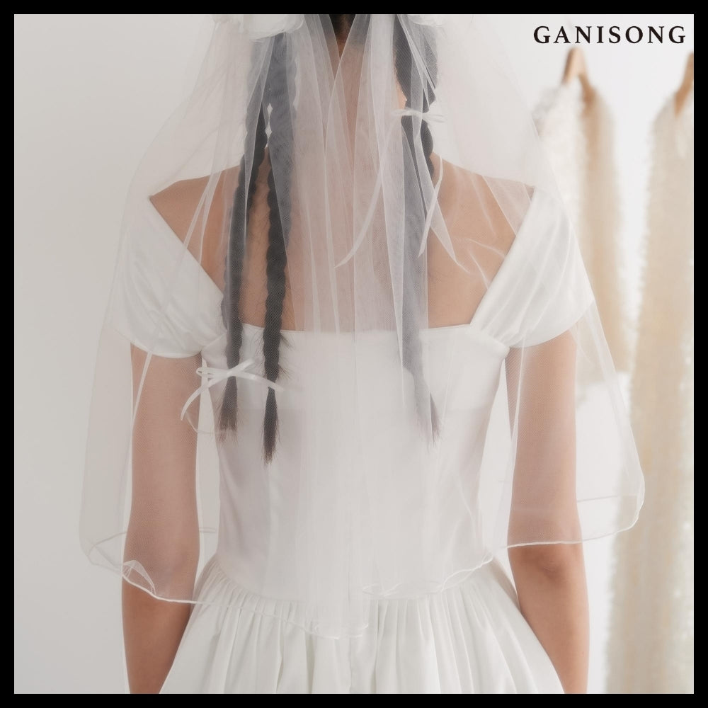 【GANISONG】Bridal Bow Bow Dress White