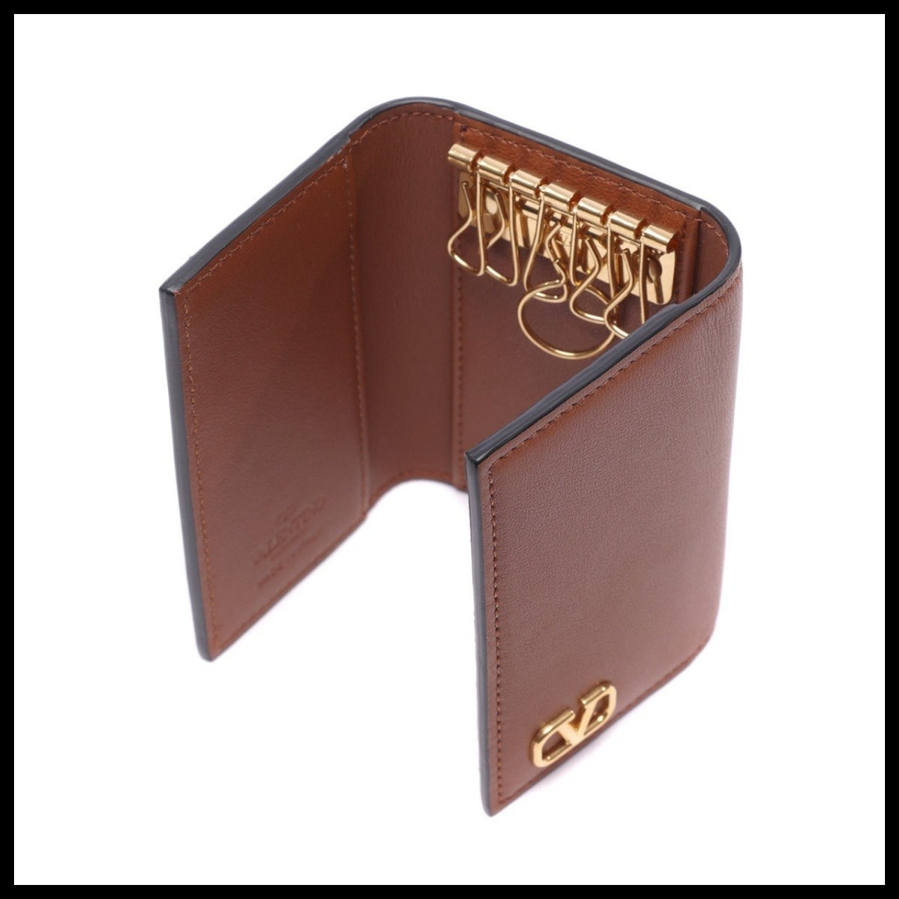 【Valentino】Men's VLogo Signature Key Wallet Logo Leather