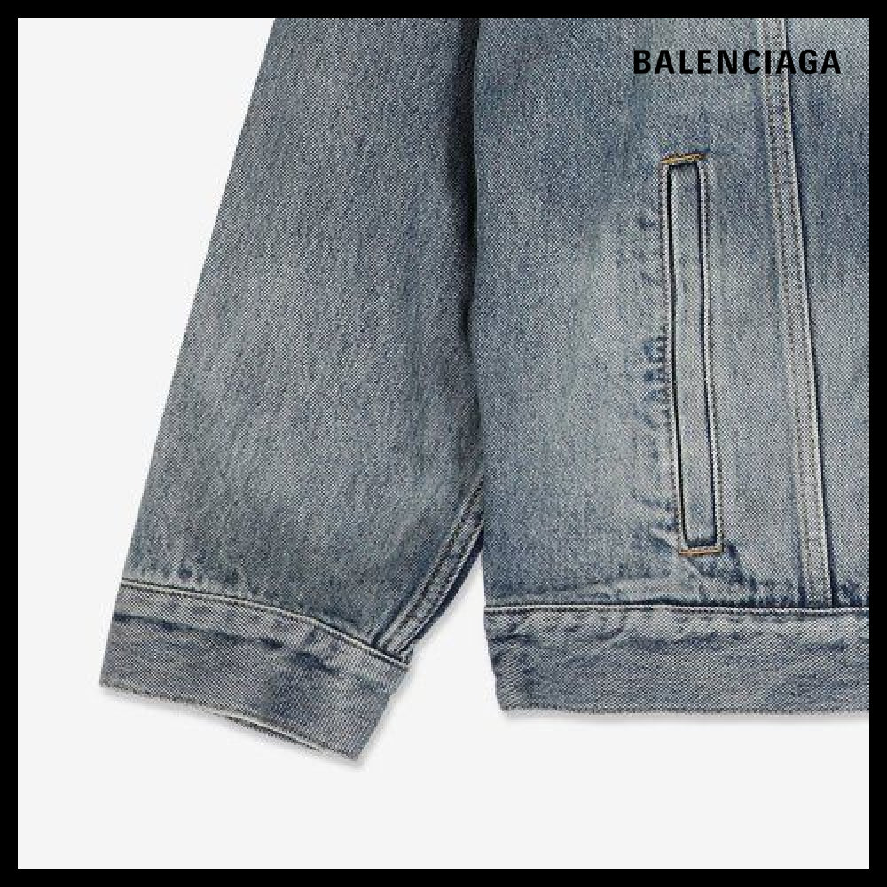 BALENCIAGA Back Tape Oversized Denim Jacket Blue