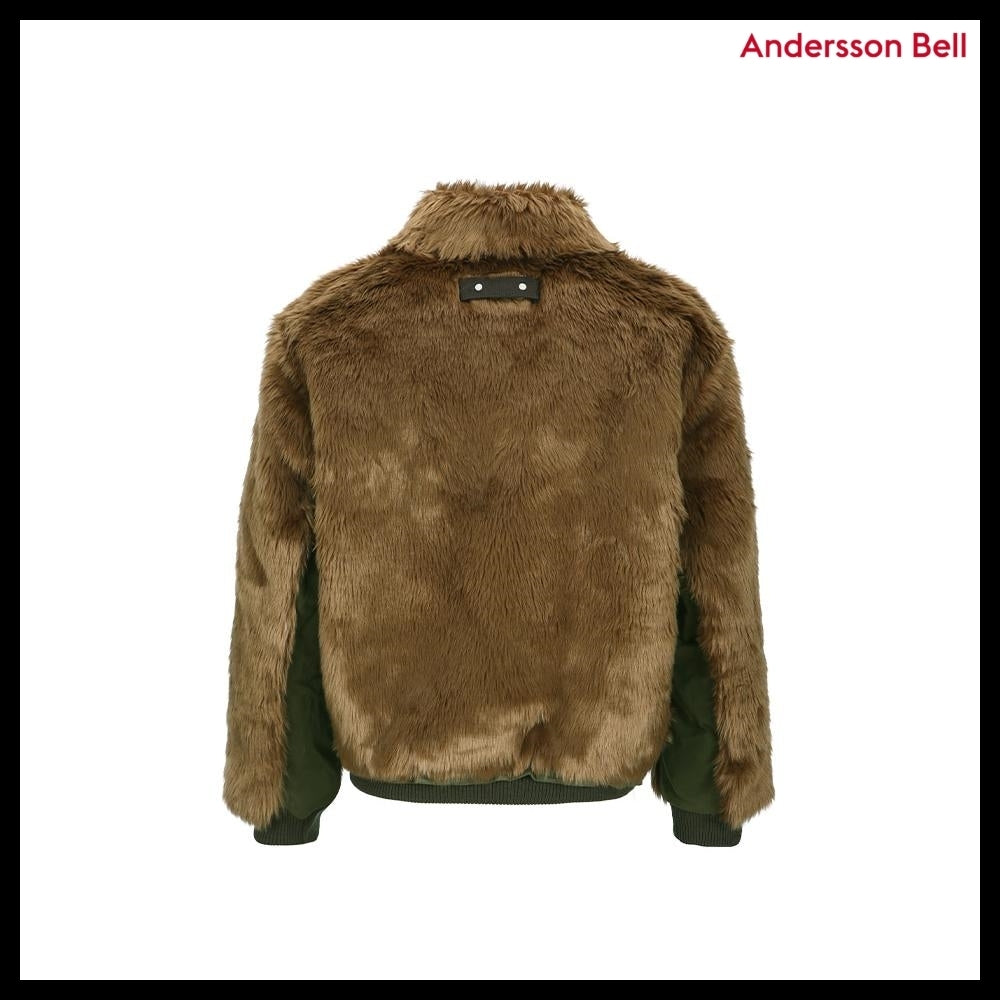【ANDERSSON BELL】Unisex Flight Fur Bomber Jacket Brown