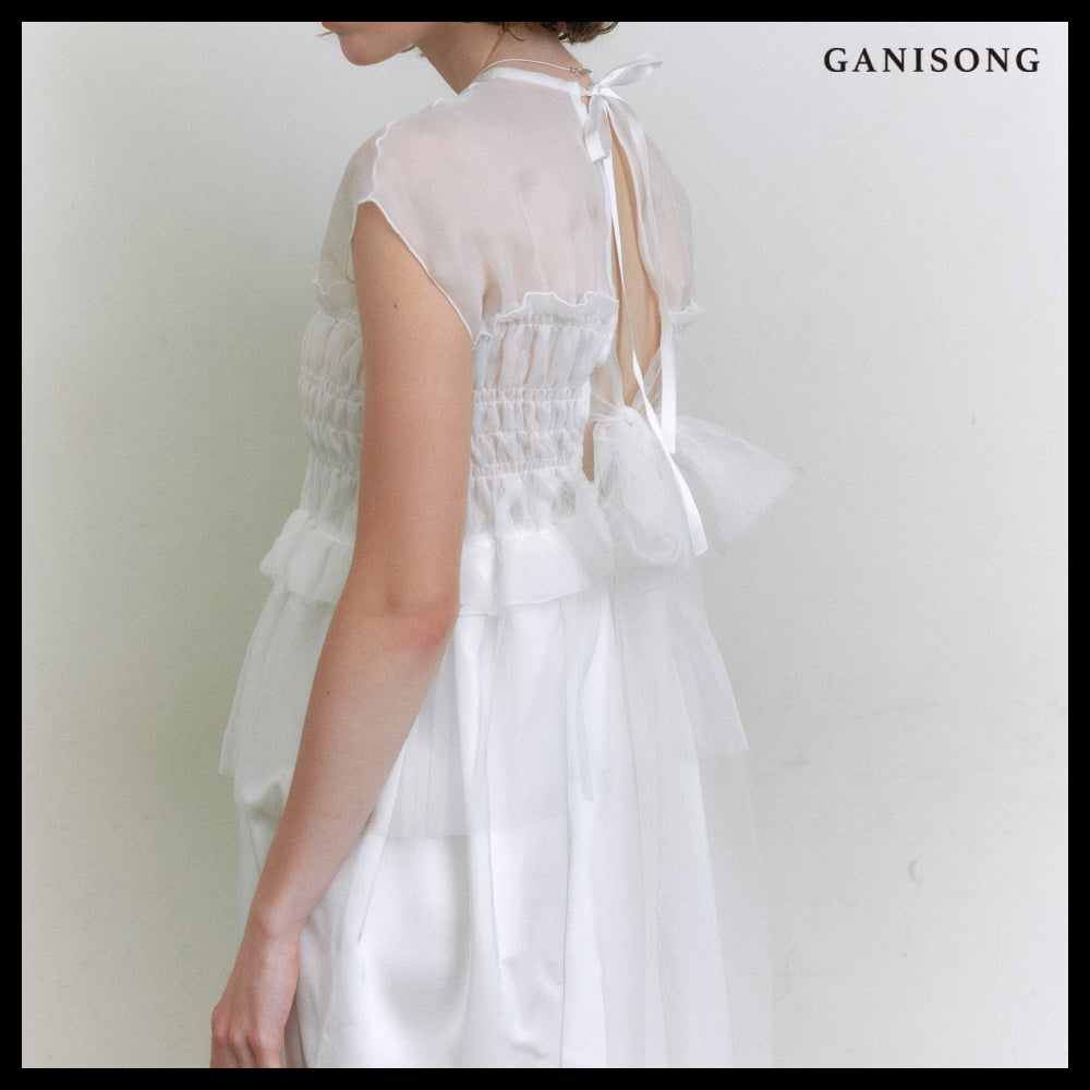 【GANISONG】Bridal Misty Layers Dress White