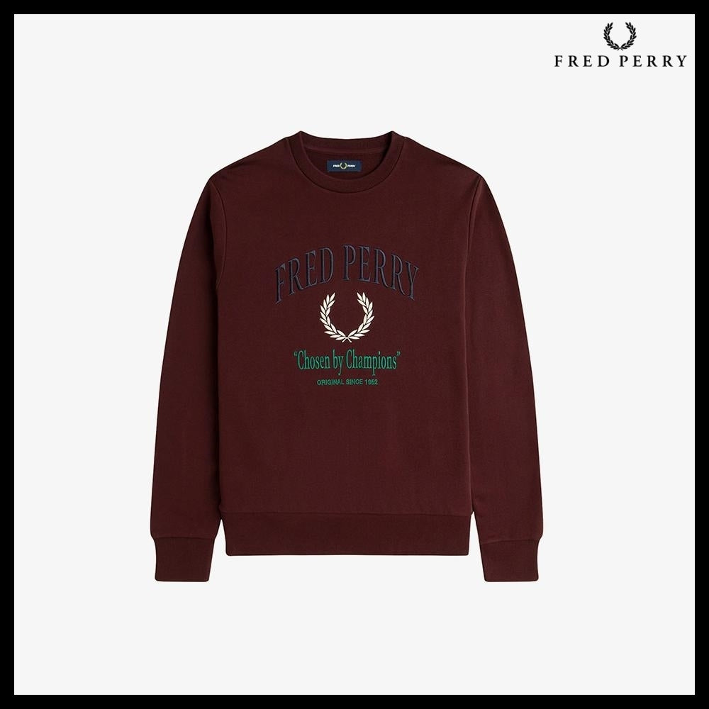 【FREDPERRY】ClubhouseEmbroideredChampionSweatshirt Oxblood