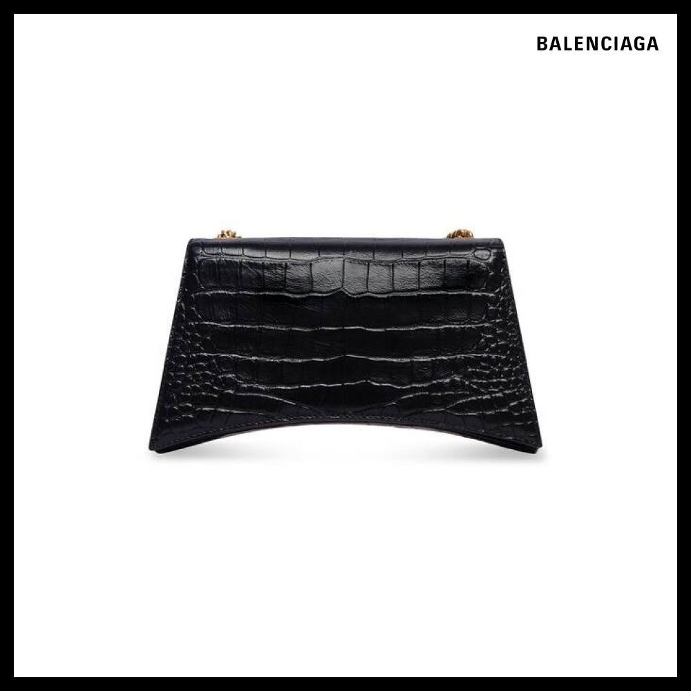 【BALENCIAGA】Crush XS Chain Bag Crocodile Embossed Black