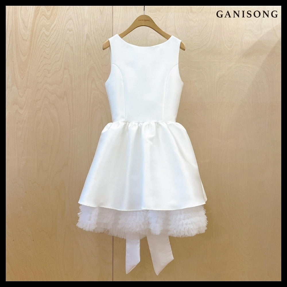 【GANISONG】Bridal Can Can Mini Dress White