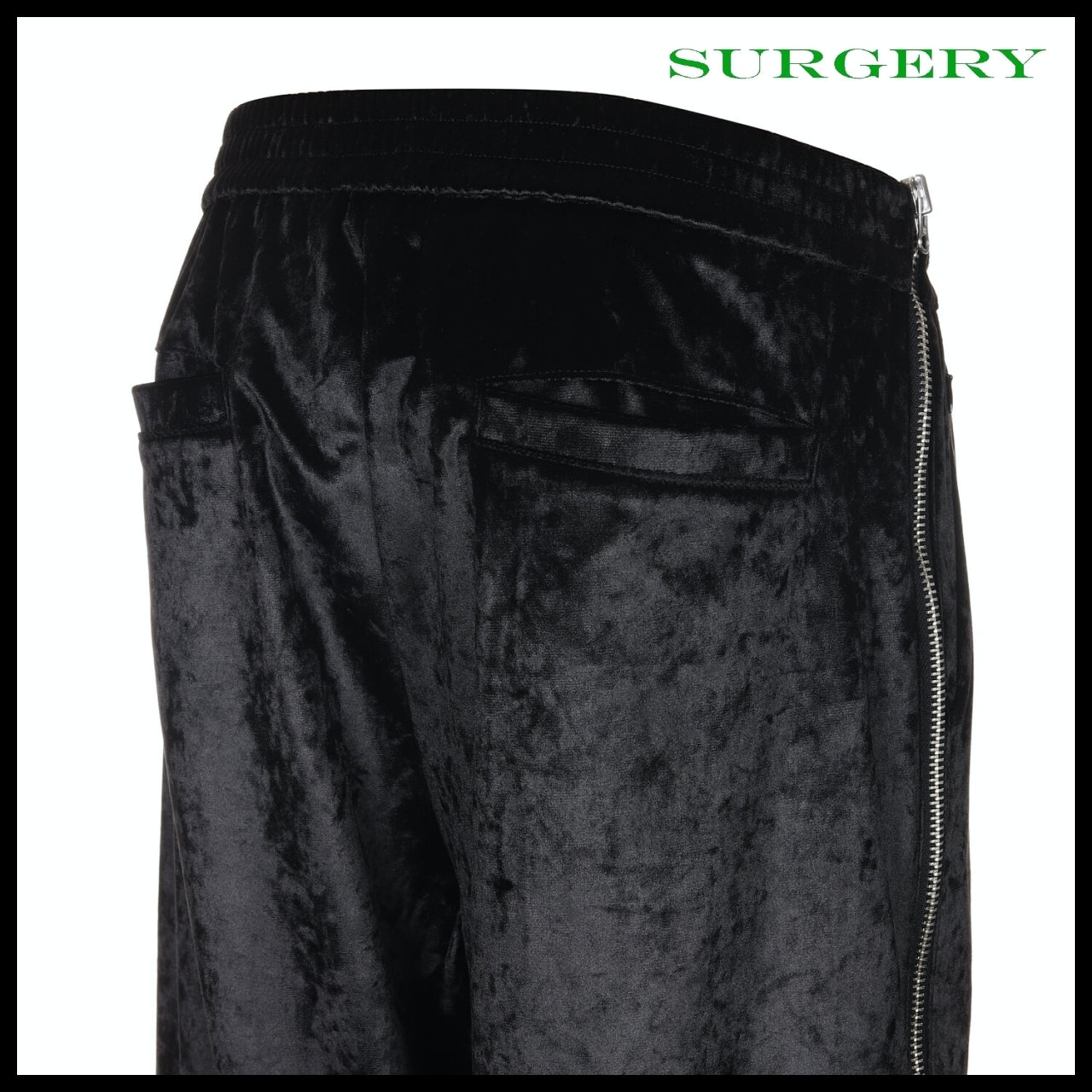【SURGERY】Side Zip Velvet Wide Track Pants Black