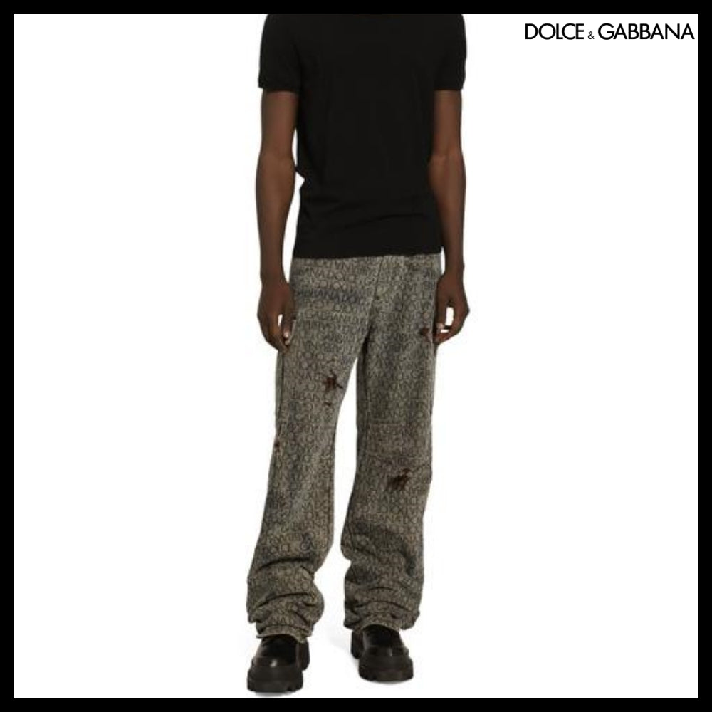 【Dolce&Gabbana】GRAY DENIM CARGO JEANS LASER LOGO