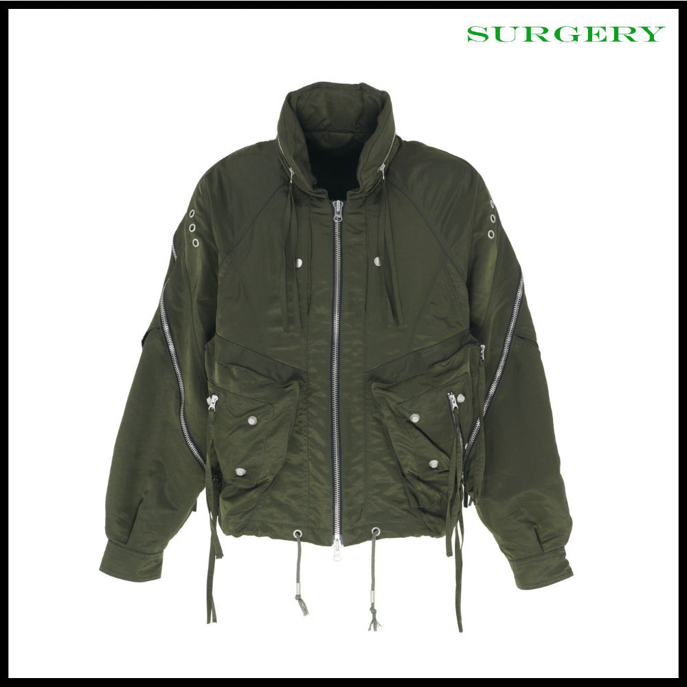 【SURGERY】Biker Embossing Puffer Jacket Black