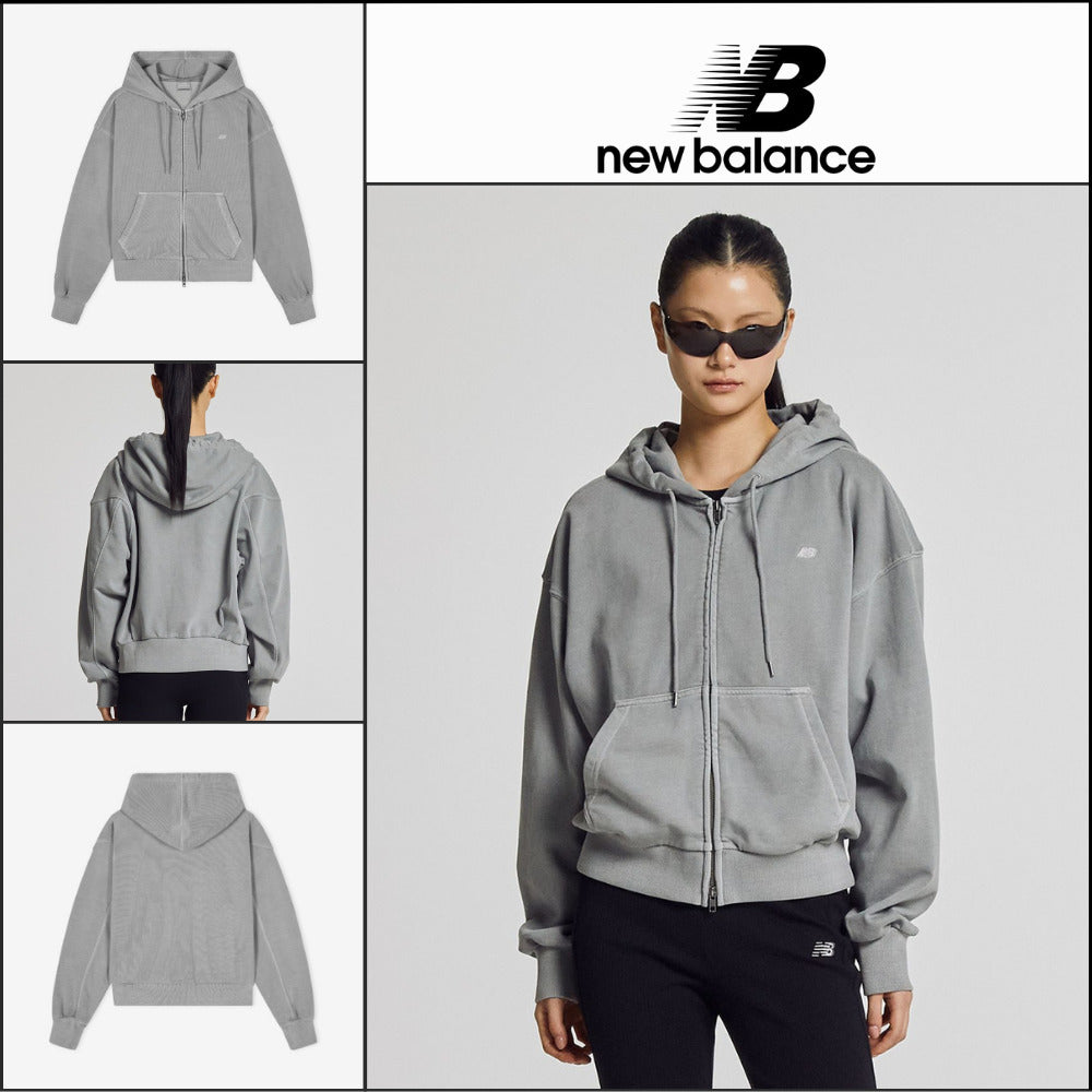 【New Balance】Women Essential Dyeing Hoodie Light Gray