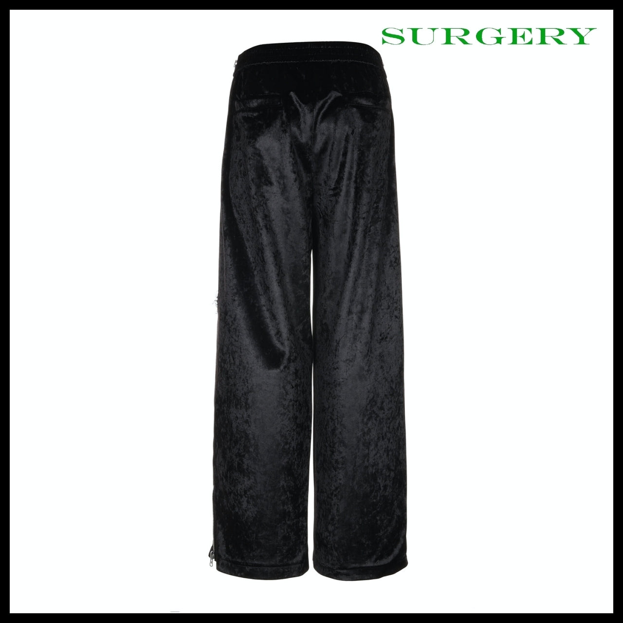 【SURGERY】Side Zip Velvet Wide Track Pants Black