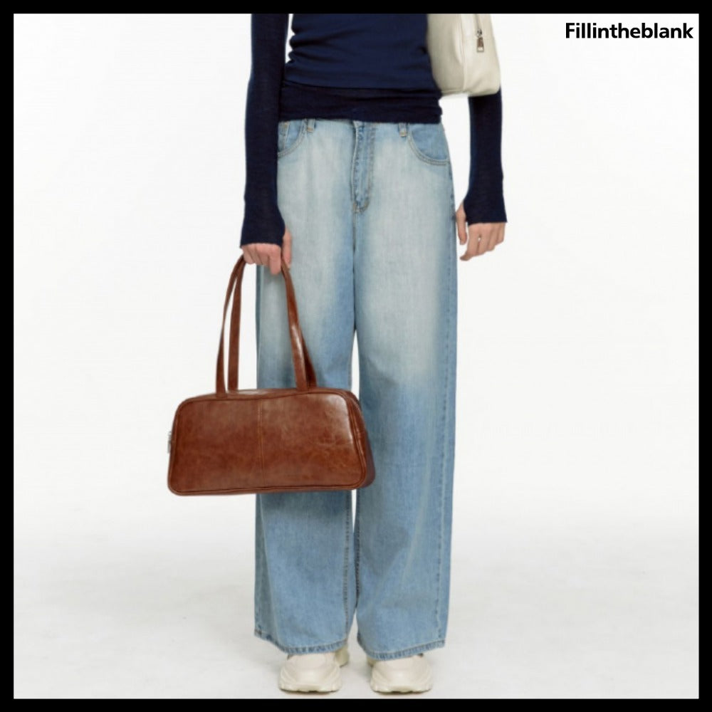 【FILL IN THE BLANK】TRAPEZOID BAGUETTE SHOULDER BAG 3COLORS