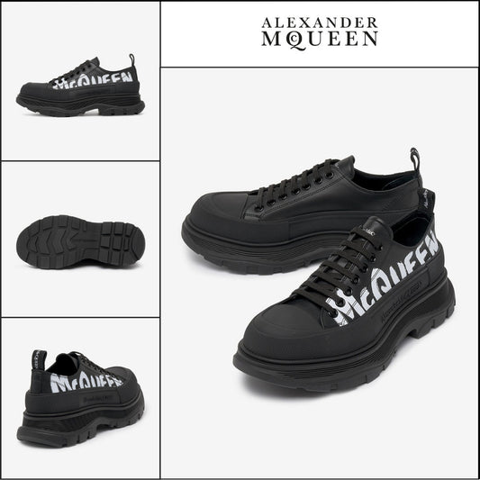 【Alexander Mcqueen】Tread Slick Lace-Up Sneakers BlackWhite