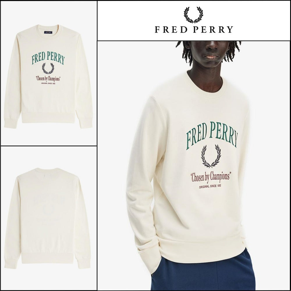 【FRED PERRY】Clubhouse Embroidered Champion Sweatshirt Ecru