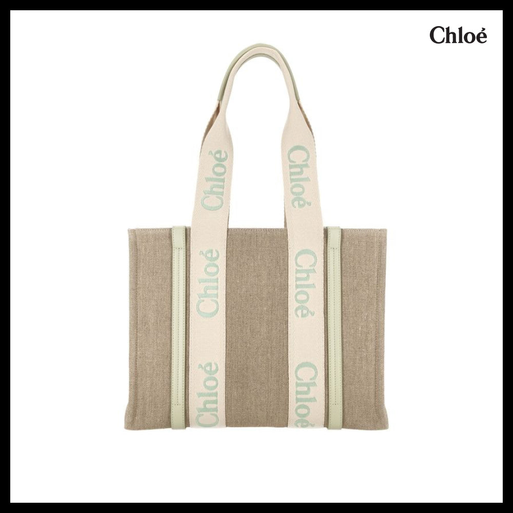 【Chloe】ウディ リネン ミディアム トートバッグ
