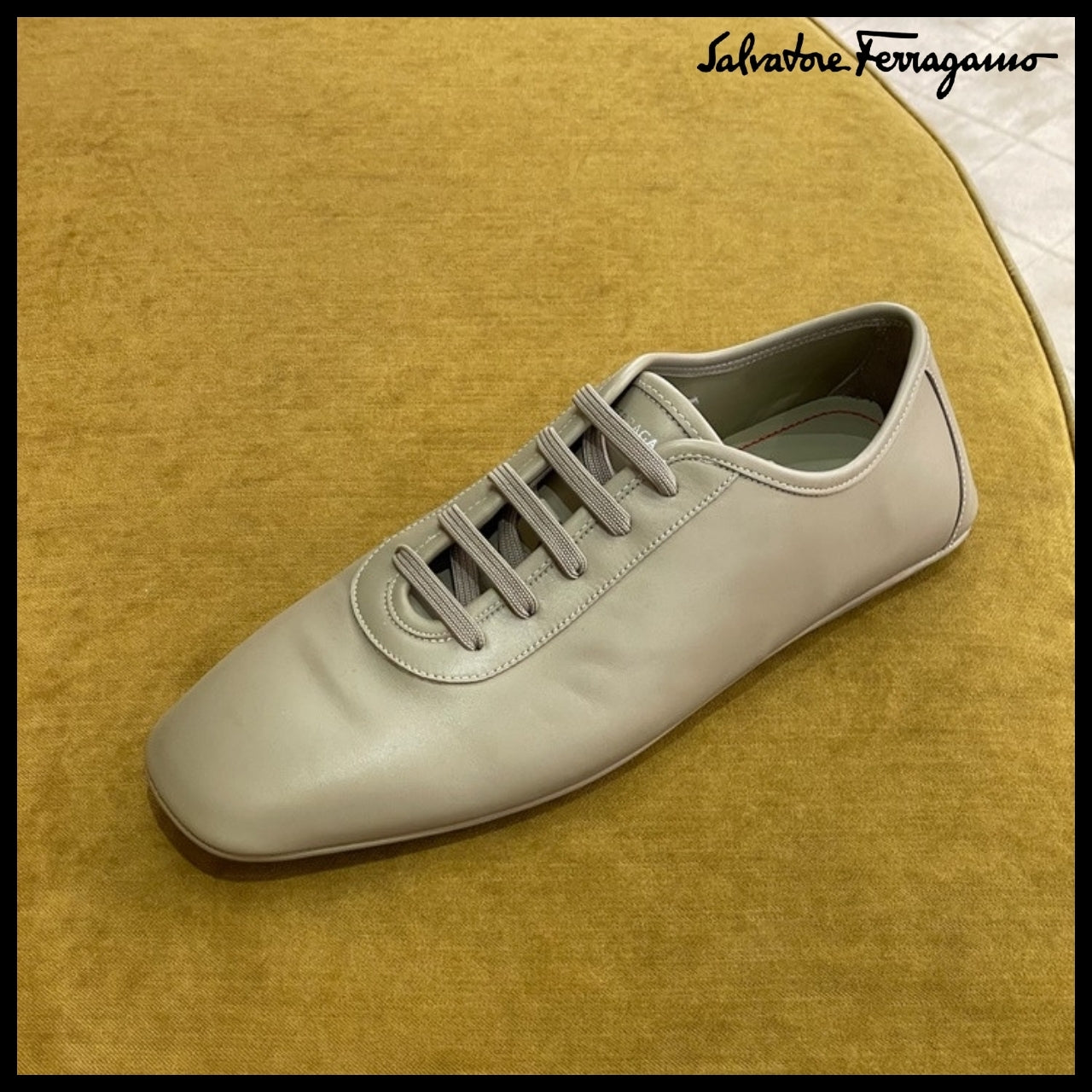 【FERRAGAMO】BOND CALF LEATHER LACE-UP LOAFERS BEIGE