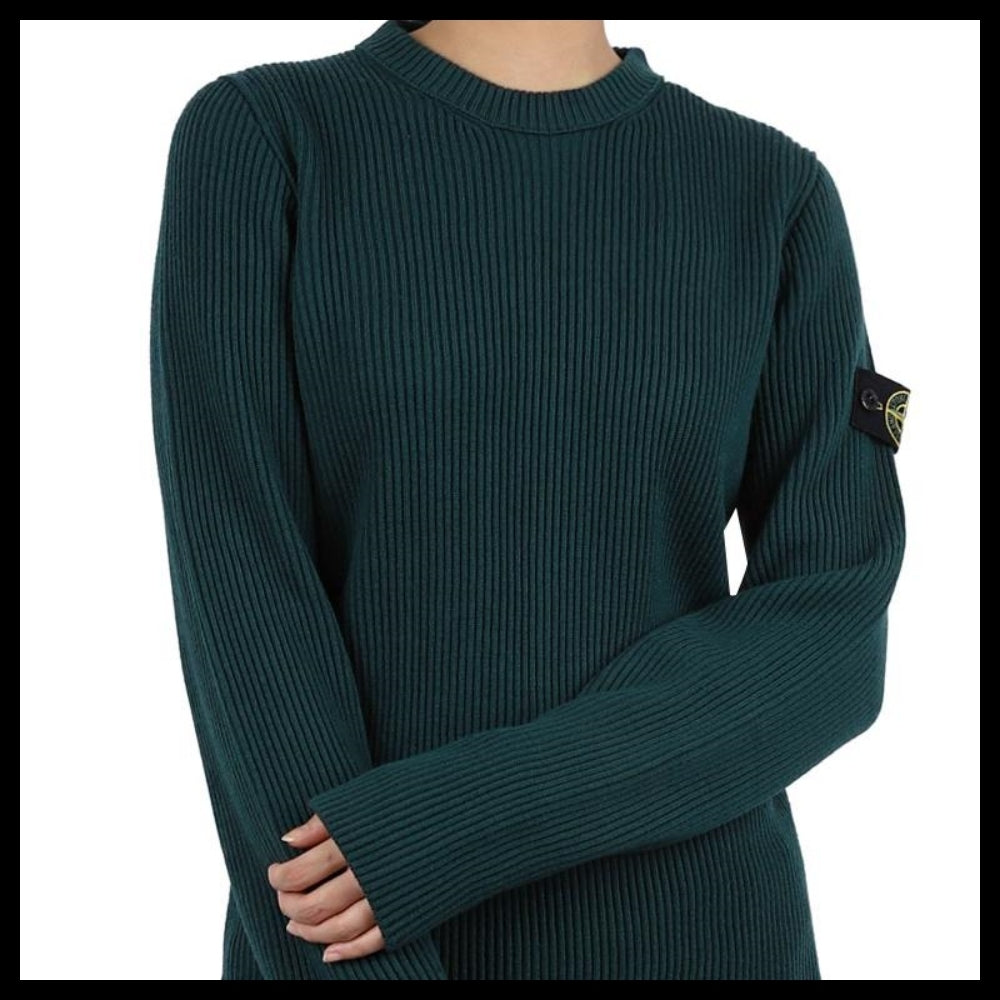 【STONE ISLAND】 Kids Wappen Patch Ribbed Pullover Knit