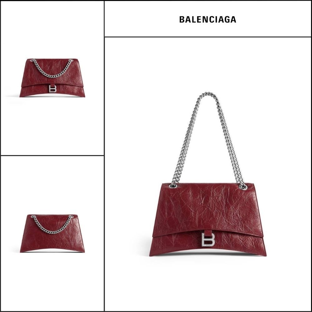 【BALENCIAGA】Crush Medium Chain Bag Dark Red