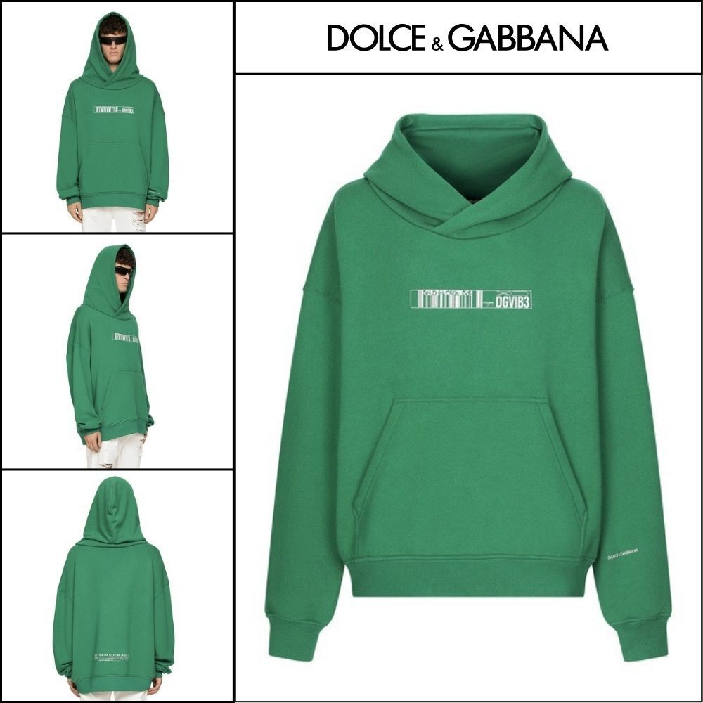 【Dolce & Gabbana】JERSEY HOODIE WITH DGVIB3 PRINT Green