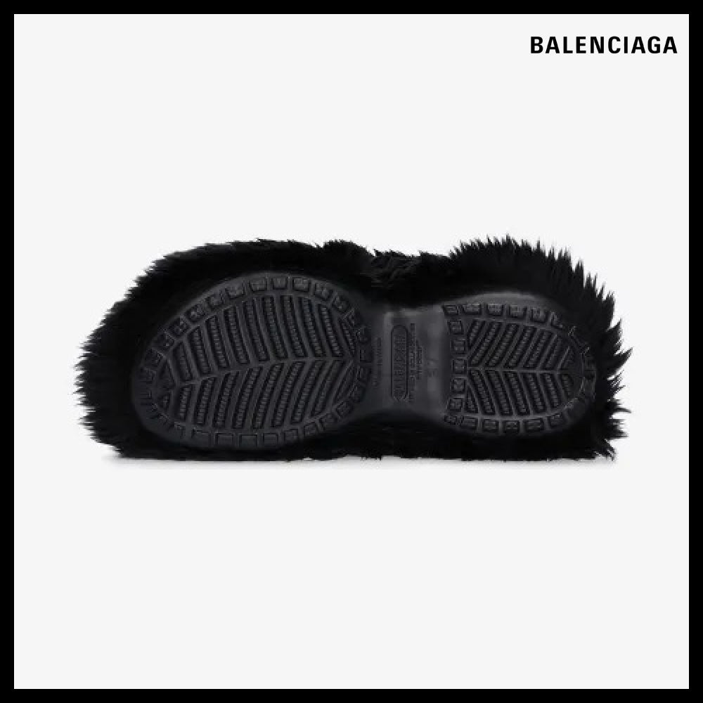 【BALENCIAGA】Crocs Fake Fur Mules Black