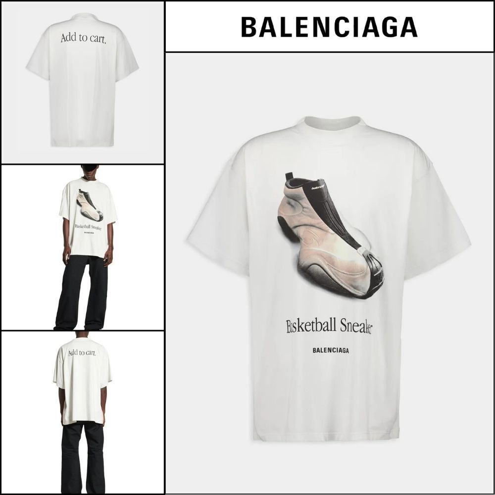 【BALENCIAGA】Oversized Basketball Sneaker T-Shirt in Dirty