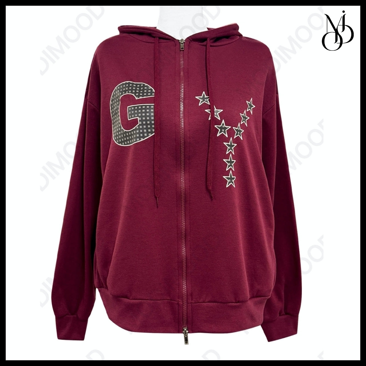 【MODIMOOD】Loose Fit Star Hoodie Zip-Up 4 Colors